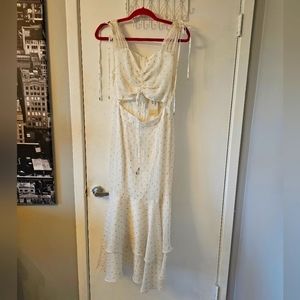 White with silver and gold detail dress
